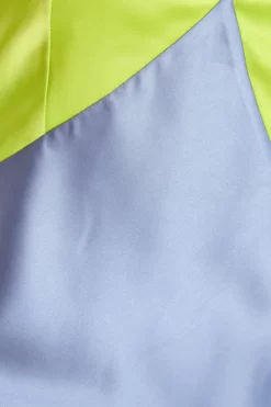 Blue Satin V Neck Midi Dress -Women Clothing Sale 00100036493 ZS scaled