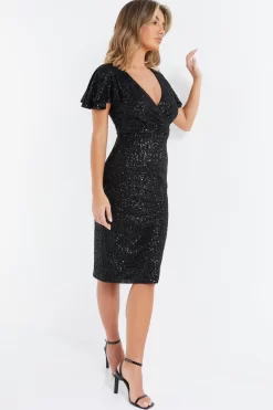 Black Sequin Wrap Midi Dress 9 Black Sequin Wrap Midi Dress -Women Clothing Sale 00100036495 XS scaled