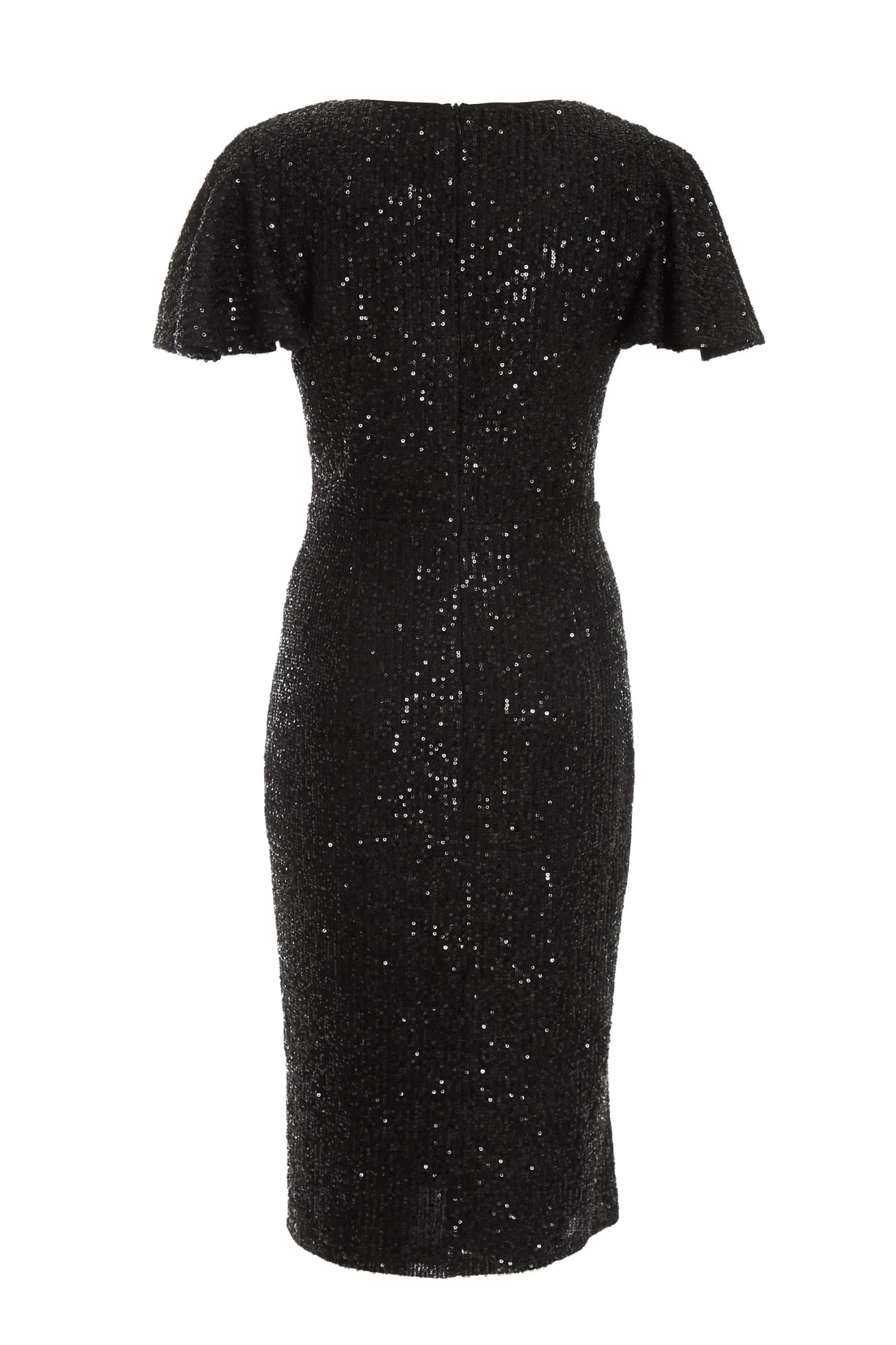 Black Sequin Wrap Midi Dress 5 Black Sequin Wrap Midi Dress - Image 5