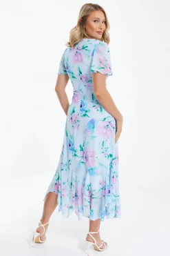 Light Blue Chiffon Floral Midaxi Dress -Women Clothing Sale 00100036504 XB scaled