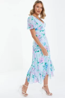 Light Blue Chiffon Floral Midaxi Dress -Women Clothing Sale 00100036504 XS scaled