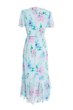 Light Blue Chiffon Floral Midaxi Dress -Women Clothing Sale 00100036504 ZB scaled