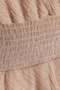 Champagne Chiffon Glitter Tiered Midi Dress -Women Clothing Sale 00100036518 ZS scaled