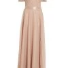 Champagne Bardot Glitter Maxi Dress