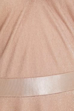 Champagne Bardot Glitter Maxi Dress -Women Clothing Sale 00100036519 ZS