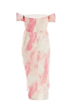 Pink Brush Stroke Midi Dress -Women Clothing Sale 00100036521 ZB scaled
