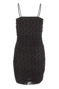 Black Polka Dot Bodycon Mini Dress -Women Clothing Sale 00100036559 ZB