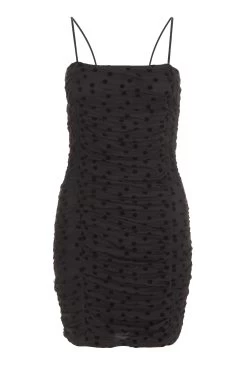 Black Polka Dot Bodycon Mini Dress