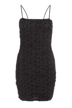 Black Polka Dot Bodycon Mini Dress