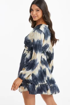 Champagne Satin Marble Print Wrap Mini Dress 8 Champagne Satin Marble Print Wrap Mini Dress -Women Clothing Sale 00100036592 XB scaled