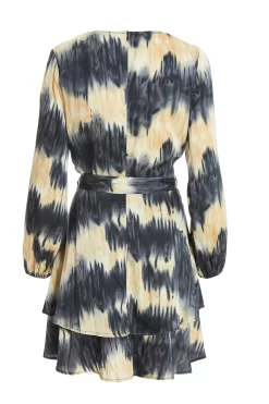 Champagne Satin Marble Print Wrap Mini Dress 10 Champagne Satin Marble Print Wrap Mini Dress -Women Clothing Sale 00100036592 ZB scaled