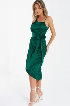 Bottle Green Satin One Shoulder Midi Dress 9 Bottle Green Satin One Shoulder Midi Dress -Women Clothing Sale 00100036595 XS scaled