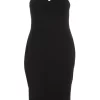 Curve Black Wrap Diamante Midi Dress