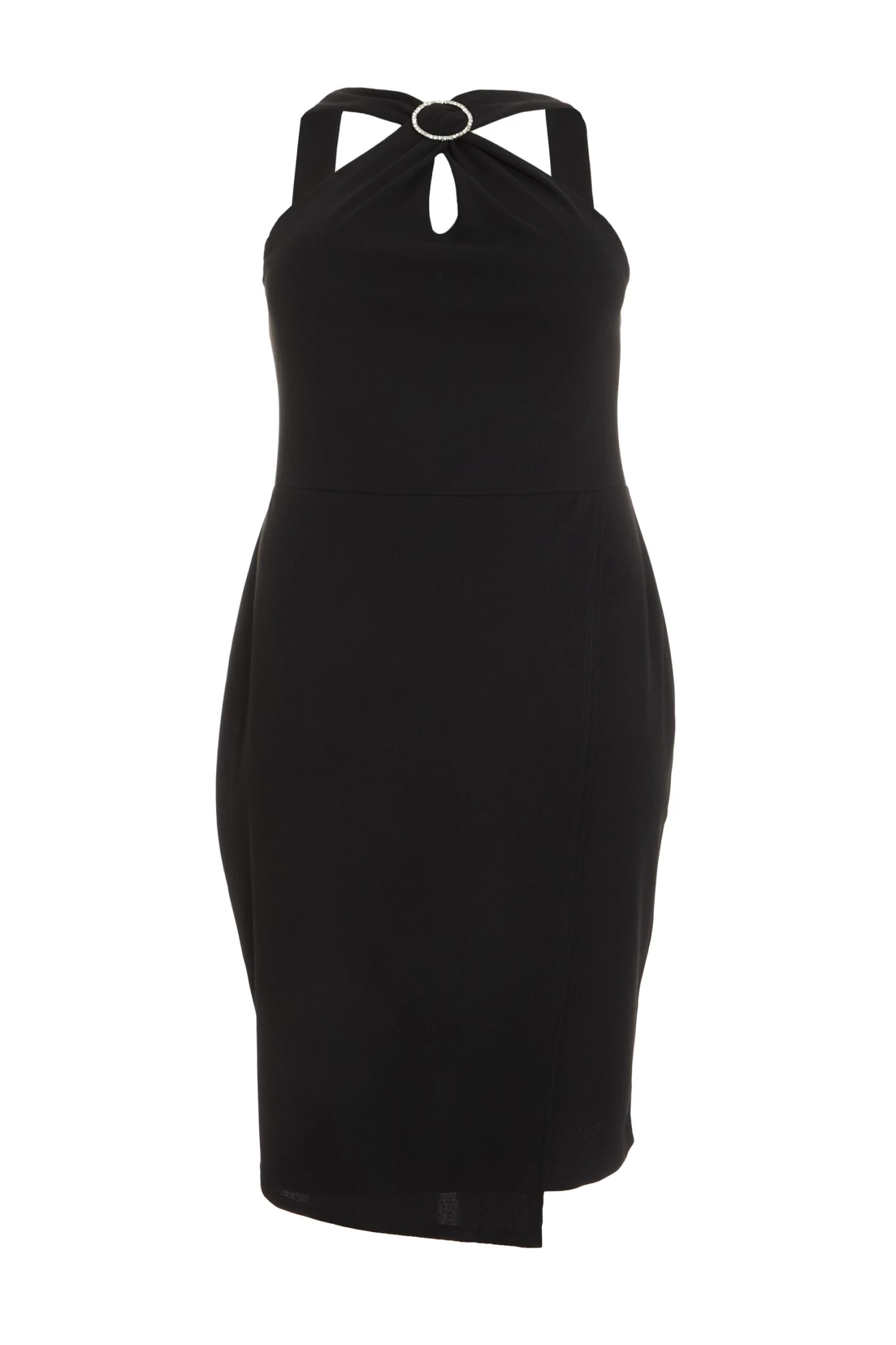 Curve Black Wrap Diamante Midi Dress 1 Curve Black Wrap Diamante Midi Dress