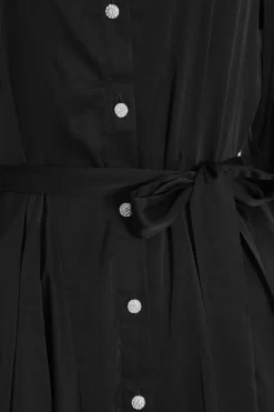 Black Satin Diamante Shirt Mini Dress -Women Clothing Sale 00100036627 ZS scaled