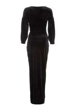 Black Velvet Wrap Maxi Dress -Women Clothing Sale 00100036630 ZB scaled