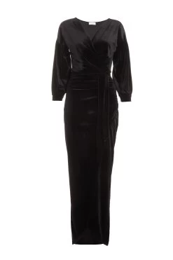 Black Velvet Wrap Maxi Dress