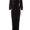 Black Velvet Wrap Maxi Dress