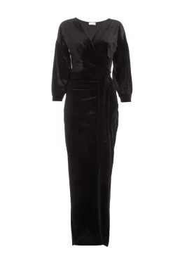 Black Velvet Wrap Maxi Dress