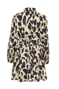 Stone Animal Print Satin Shirt Dress -Women Clothing Sale 00100036636 ZB scaled