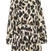 Stone Animal Print Satin Shirt Dress