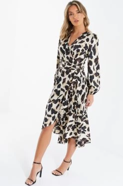 Stone Animal Print Satin Midi Dress 9 Stone Animal Print Satin Midi Dress -Women Clothing Sale 00100036637 XS