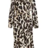 Stone Animal Print Satin Midi Dress