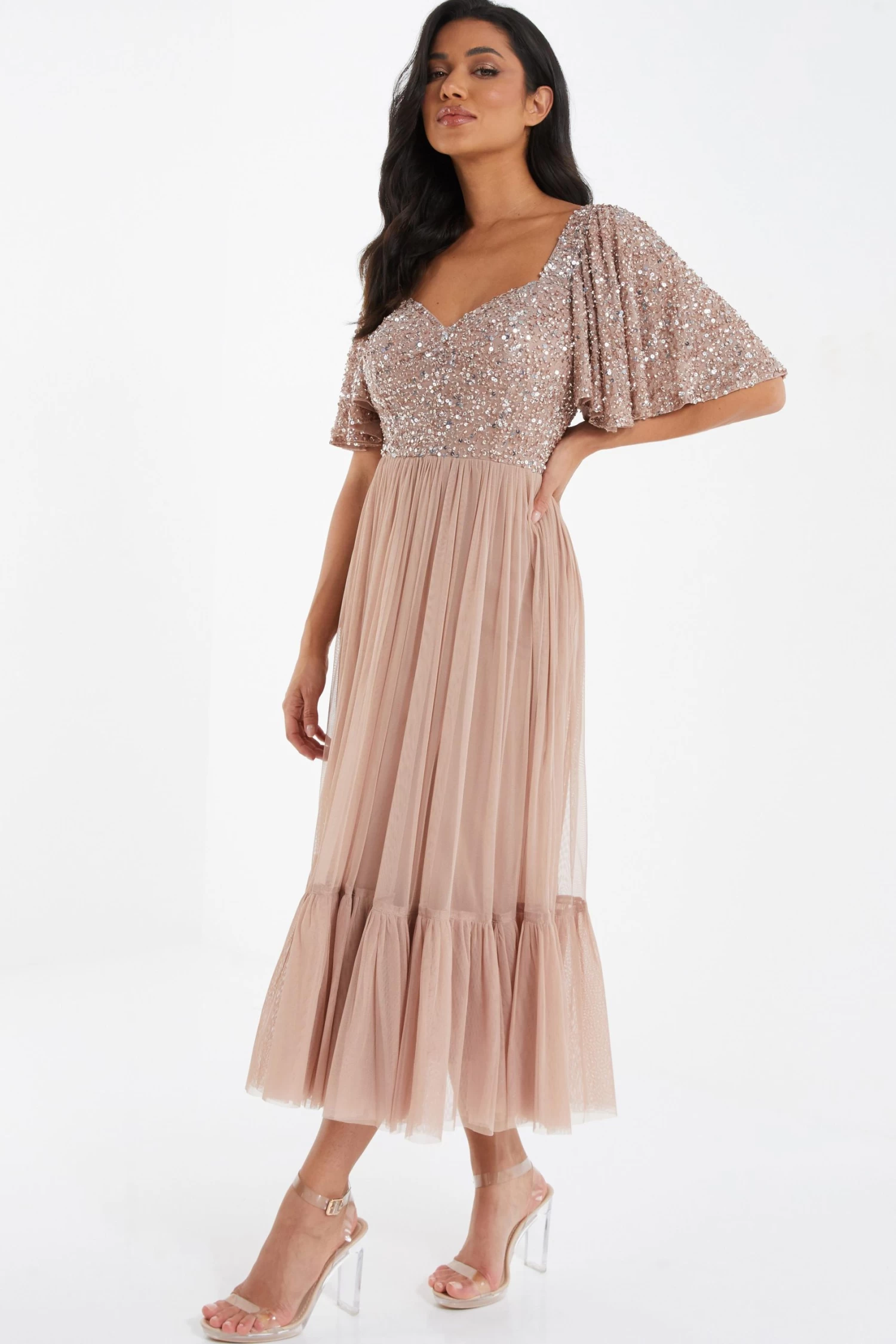 Rose Gold Sequin Midi Dress 4 Rose Gold Sequin Midi Dress - Image 4