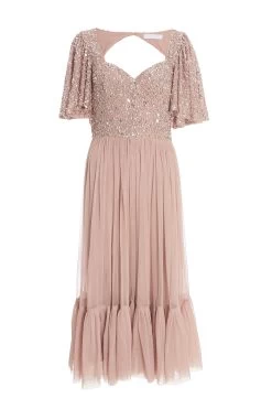 Rose Gold Sequin Midi Dress