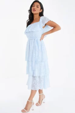 Light Blue Floral Jacquard Tiered Midi Dress 9 Light Blue Floral Jacquard Tiered Midi Dress -Women Clothing Sale 00100036640 XS scaled