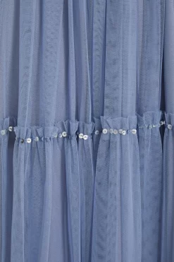 Blue Sequin Tulle Midi Dress -Women Clothing Sale 00100036641 ZS scaled