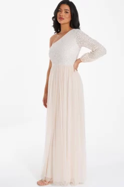 Champagne Sequin One Shoulder Maxi Dress 9 Champagne Sequin One Shoulder Maxi Dress -Women Clothing Sale 00100036643 XS scaled