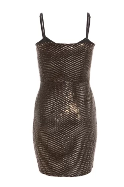 Gold Sequin Cowl Neck Mini Dress 10 Gold Sequin Cowl Neck Mini Dress -Women Clothing Sale 00100036649 ZB scaled
