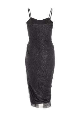 Black Glitter Cowl Neck Ruched Midi Dress 10 Black Glitter Cowl Neck Ruched Midi Dress -Women Clothing Sale 00100036664 ZB scaled