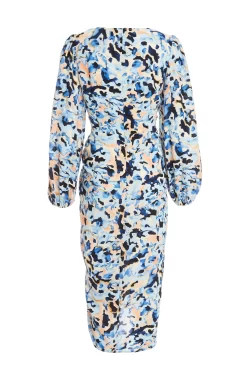 Blue Smudge Print Ruched Midi Dress 10 Blue Smudge Print Ruched Midi Dress -Women Clothing Sale 00100036685 ZB scaled