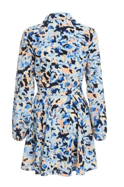 Blue Smudge Print Mini Shirt Dress 10 Blue Smudge Print Mini Shirt Dress -Women Clothing Sale 00100036686 ZB scaled