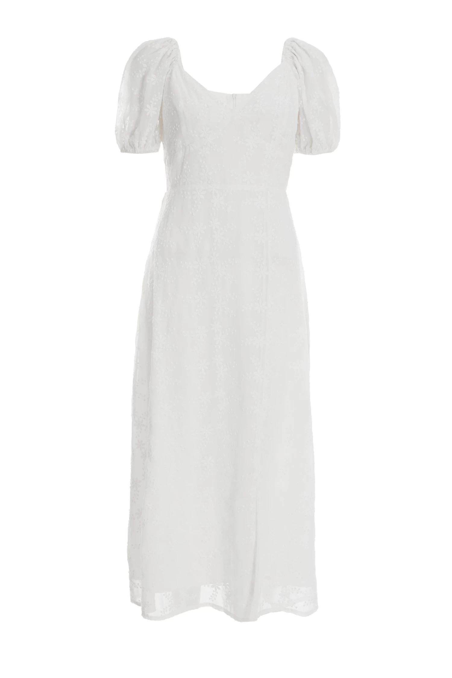 White Chiffon Floral Embroidered Midi Dress 1 White Chiffon Floral Embroidered Midi Dress