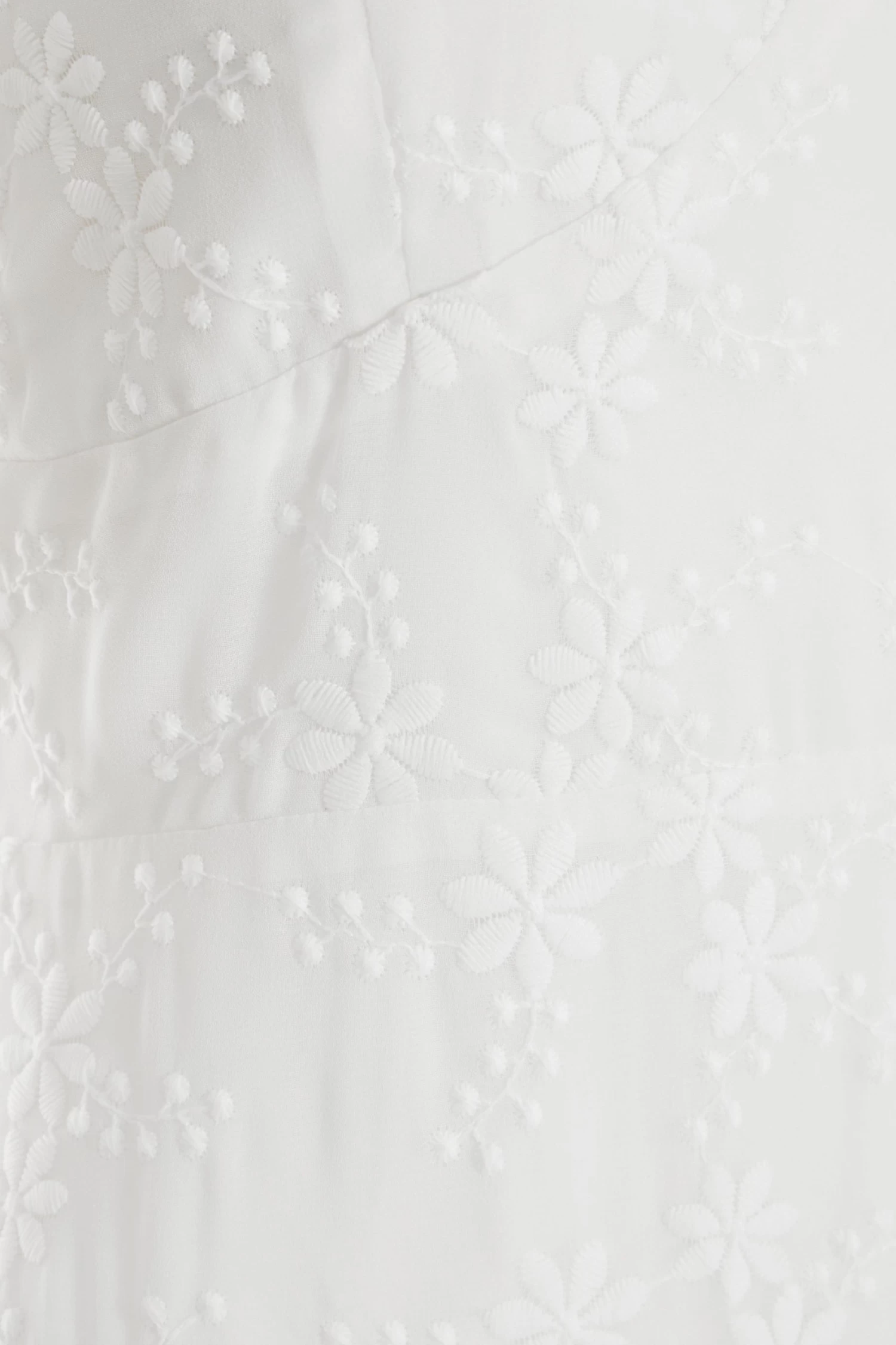 White Chiffon Floral Embroidered Midi Dress 6 White Chiffon Floral Embroidered Midi Dress - Image 6