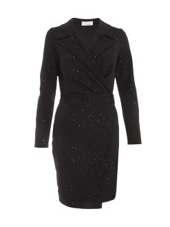 Black Glitter Tuxedo Mini Dress