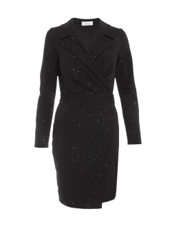 Black Glitter Tuxedo Mini Dress