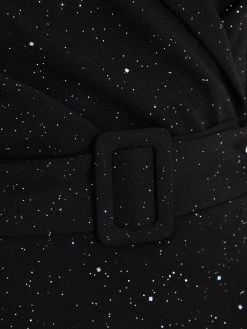 Black Glitter Tuxedo Mini Dress -Women Clothing Sale 00100036703 ZS