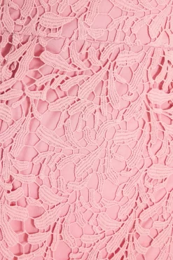 Pink Lace Fishtail Midi Dress -Women Clothing Sale 00100036732 ZS scaled