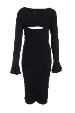 Black Knot Ruched Bodycon Midi Dress 10 Black Knot Ruched Bodycon Midi Dress -Women Clothing Sale 00100036800 ZB scaled