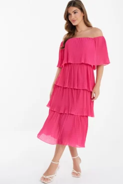 Pink Bardot Tiered Midaxi Dress 9 Pink Bardot Tiered Midaxi Dress -Women Clothing Sale 00100036816 XS scaled