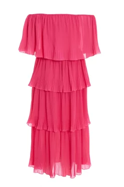 Pink Bardot Tiered Midaxi Dress 10 Pink Bardot Tiered Midaxi Dress -Women Clothing Sale 00100036816 ZB scaled
