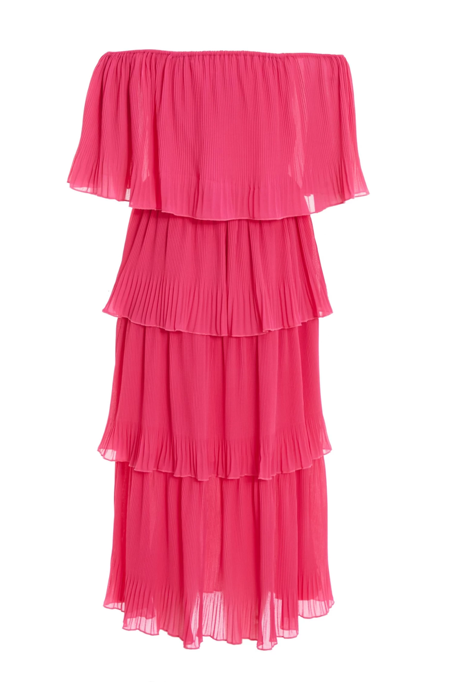 Pink Bardot Tiered Midaxi Dress 5 Pink Bardot Tiered Midaxi Dress - Image 5