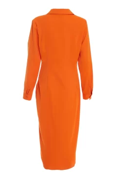 Orange Shirt Midi Dress -Women Clothing Sale 00100036821 ZB scaled