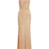 Rose Gold Sequin Halter Neck Fishtail Maxi Dress