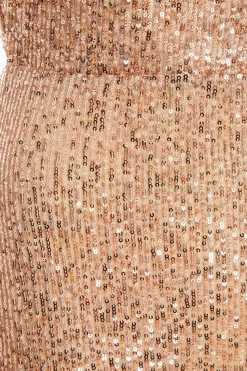 Rose Gold Sequin Halter Neck Fishtail Maxi Dress -Women Clothing Sale 00100036824 ZS scaled