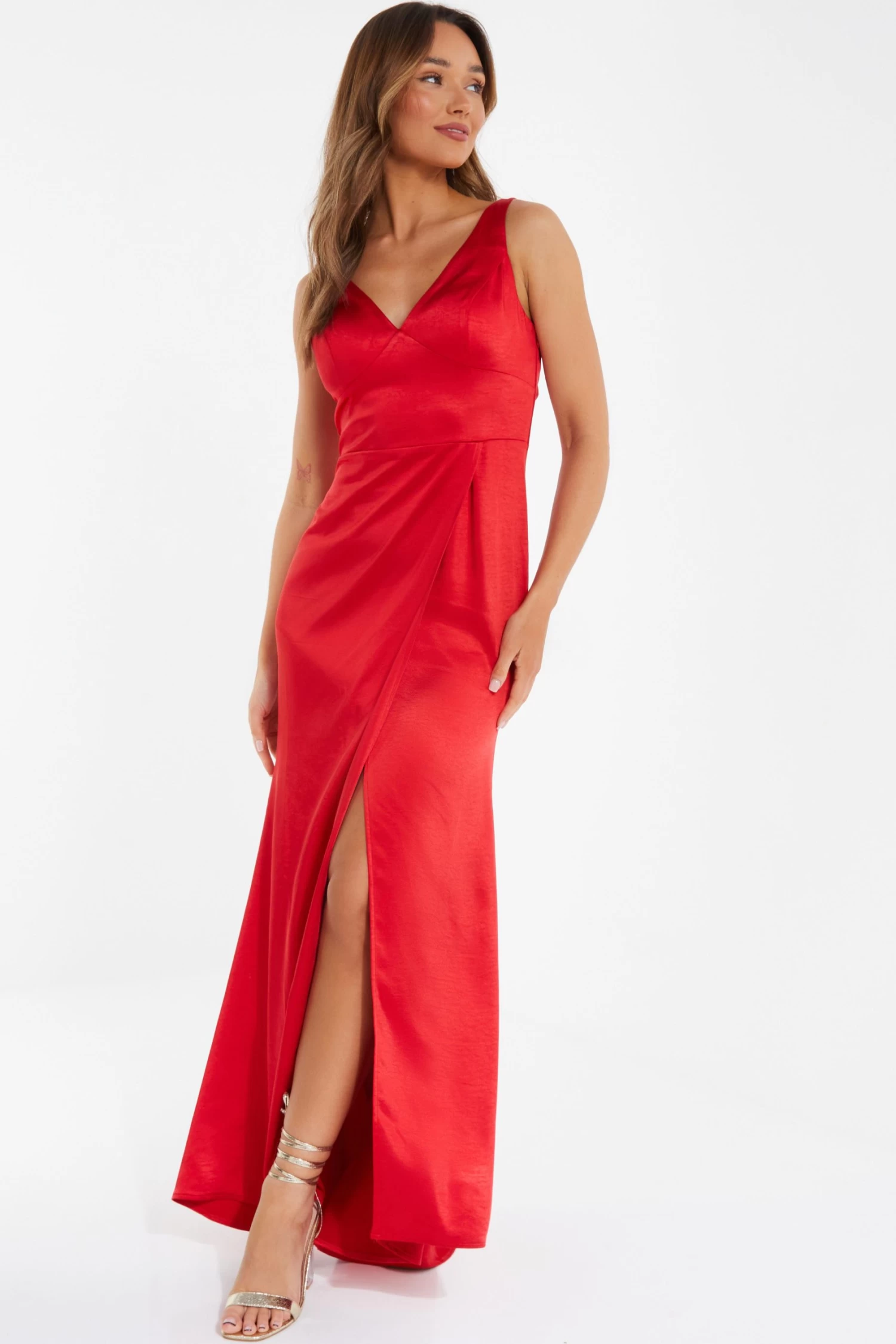 Red Satin Maxi Dress 2 Red Satin Maxi Dress - Image 2